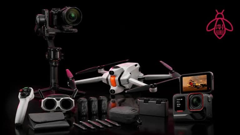 Gimbal, drone and action camera kit