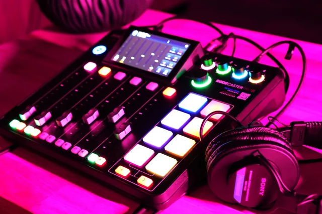 RODECaster production console on the desk